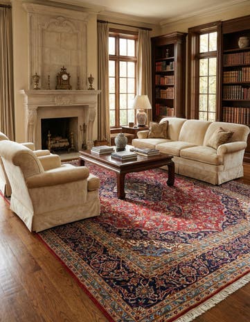 9' 8 x 12' 9 Hand Knotted Kashan Persian Wool Rug