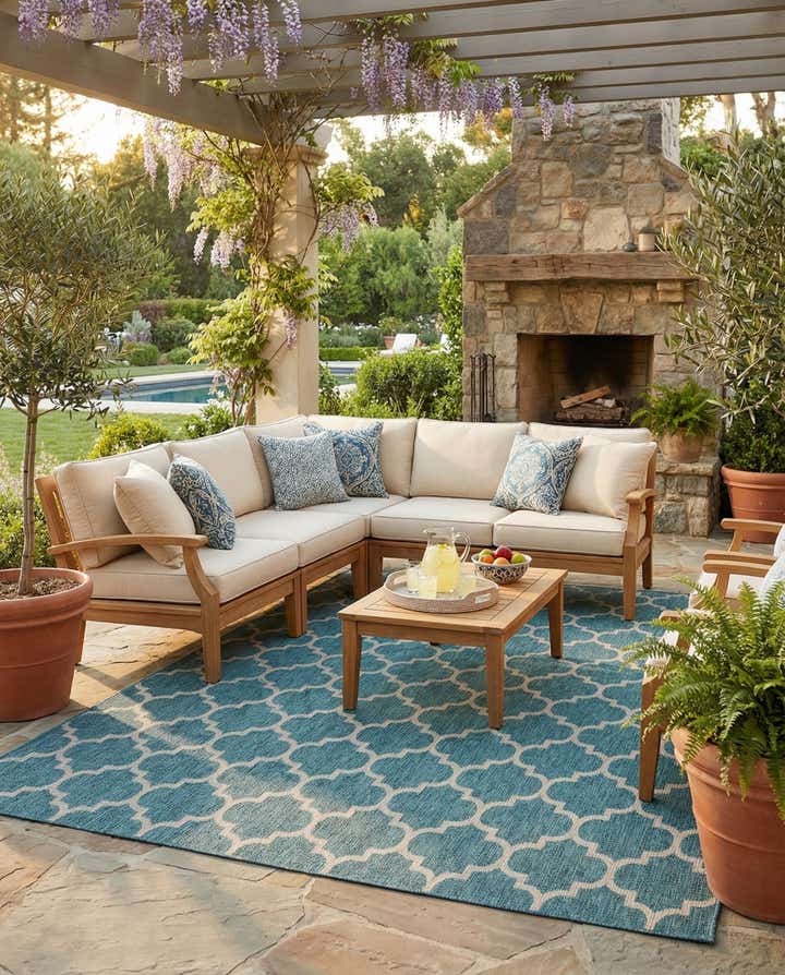 10' x 13' Easy-Clean Lattice Indoor / Outdoor Rug