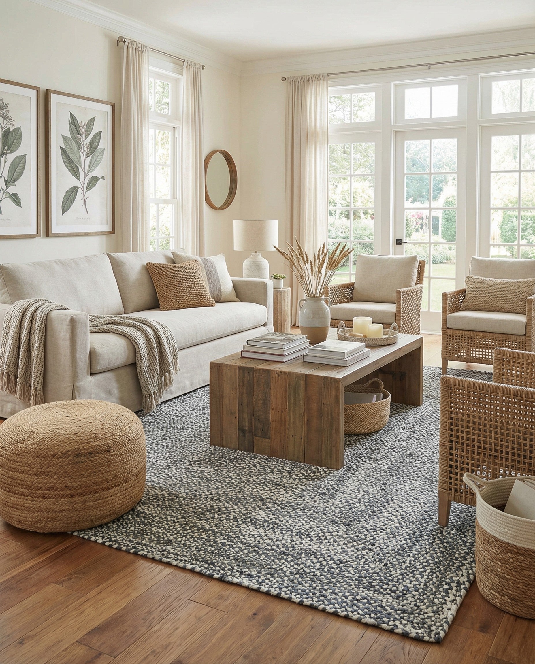  9' x 12'  Hand Braided Chindi Rug