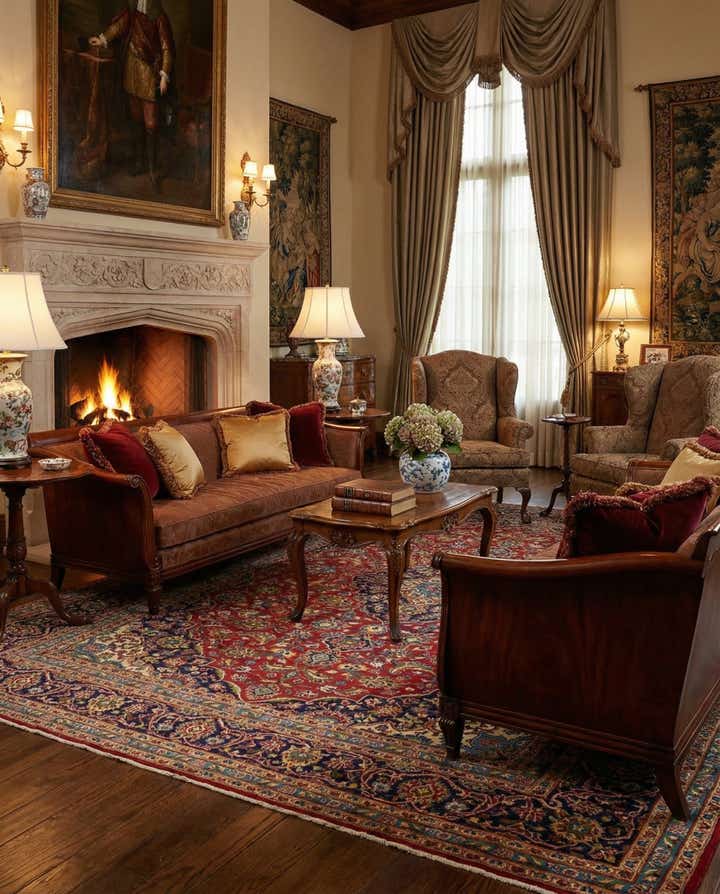 9' 8 x 13' 2 Hand Knotted Kashan Persian Wool Rug