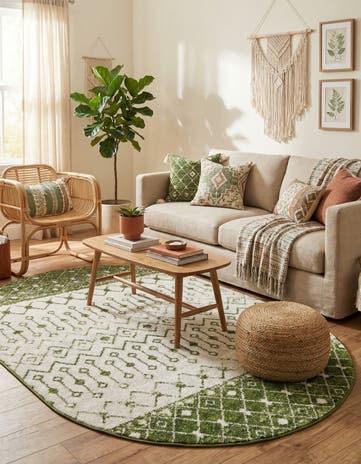 5' 3 x 8' Moroccan Trellis Oval Rug