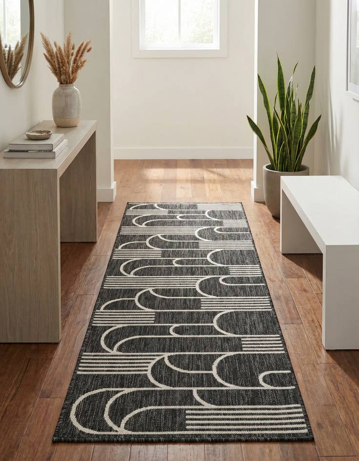 Detail image of 2' x 6' Easy-Clean Modern Indoor / Outdoor Runner Rug