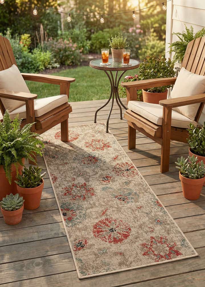 2' x 5' Easy-Clean Botanical Indoor / Outdoor Runner Rug