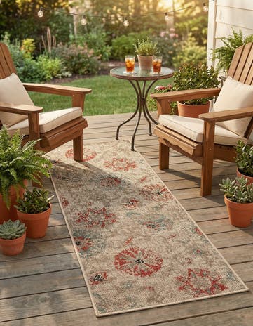 2' x 5' Easy-Clean Botanical Indoor / Outdoor Runner Rug