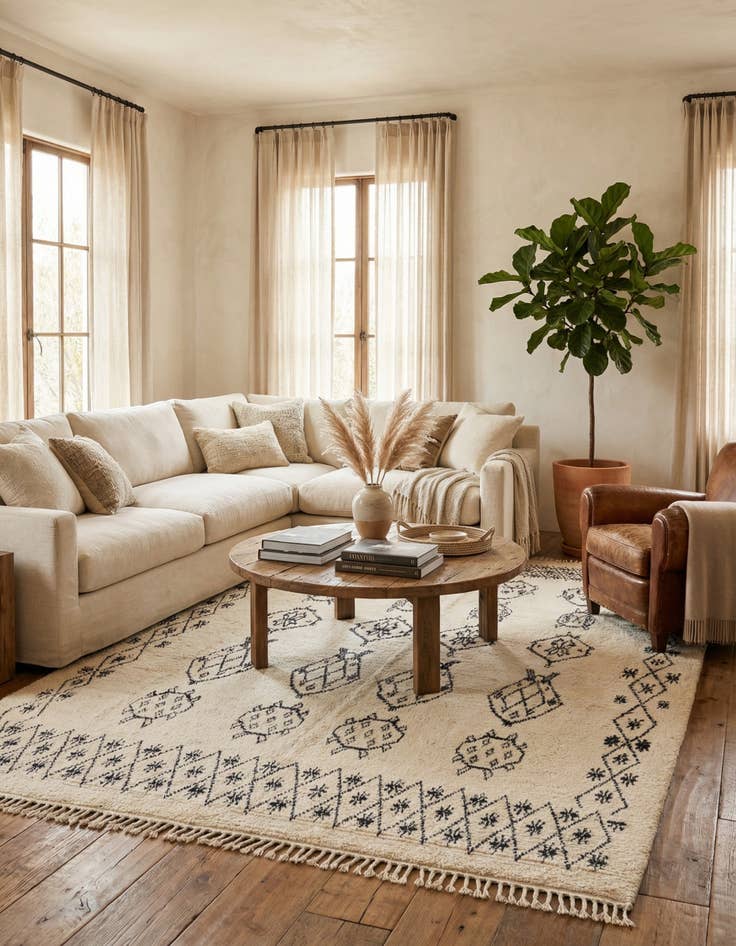 Detail image of 9' x 12' 5  Hand Knotted Moroccan Wool Rug