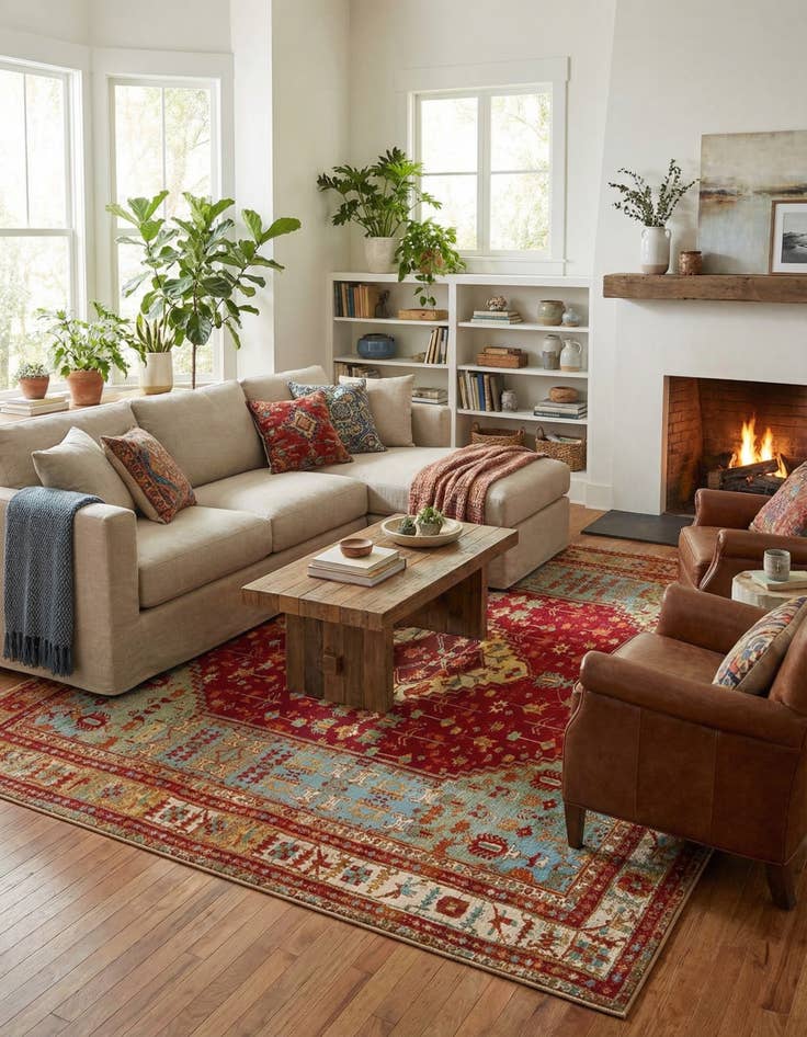 Detail image of  10' x 10'  Washable Traditional Indoor / Outdoor Square Rug