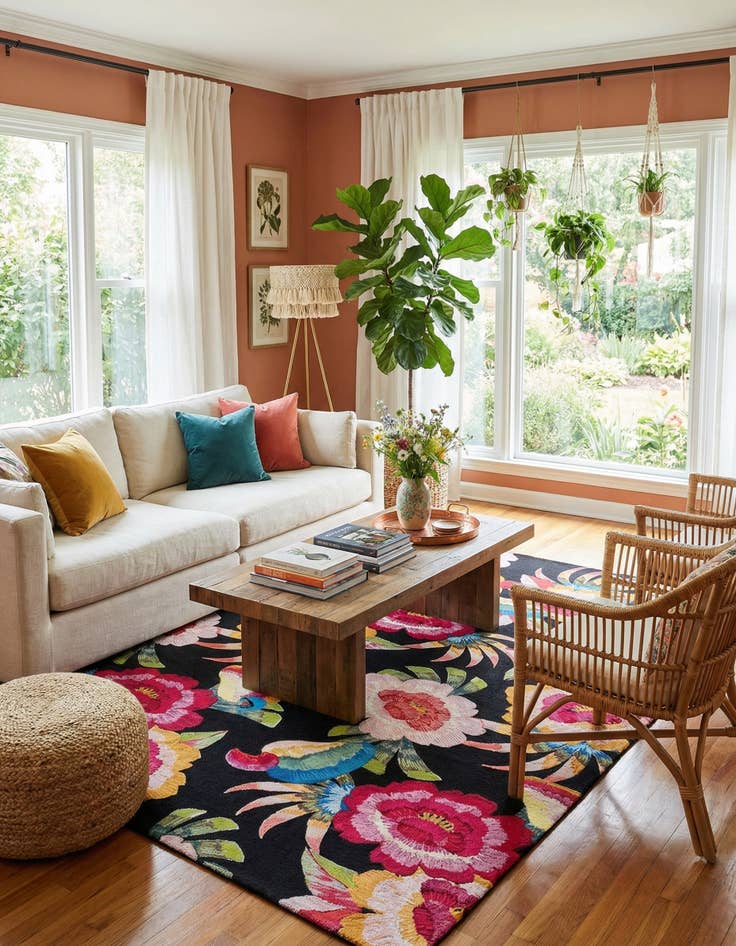 Detail image of  10' x 14'  Washable Botanical Indoor / Outdoor Rug