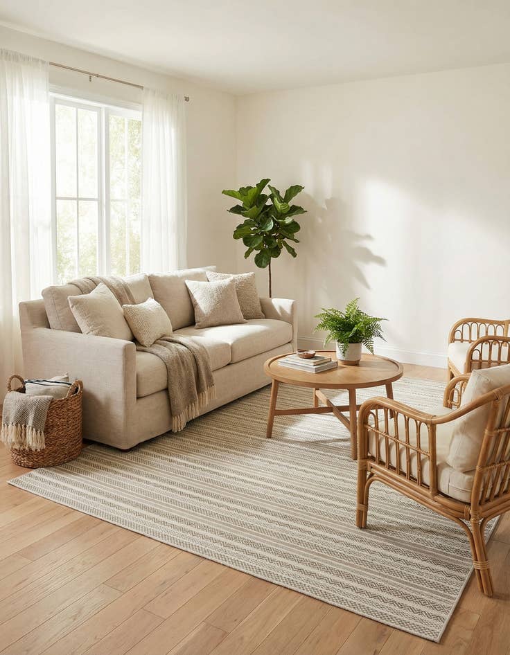 Detail image of 9' x 12'  Washable Striped Indoor / Outdoor Rug