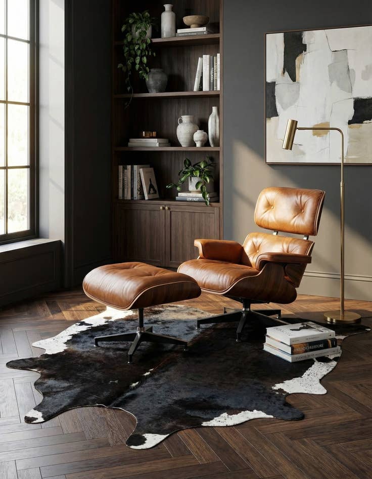 Detail image of 5' 7 x 6' 2 Cowhide Leather Rug