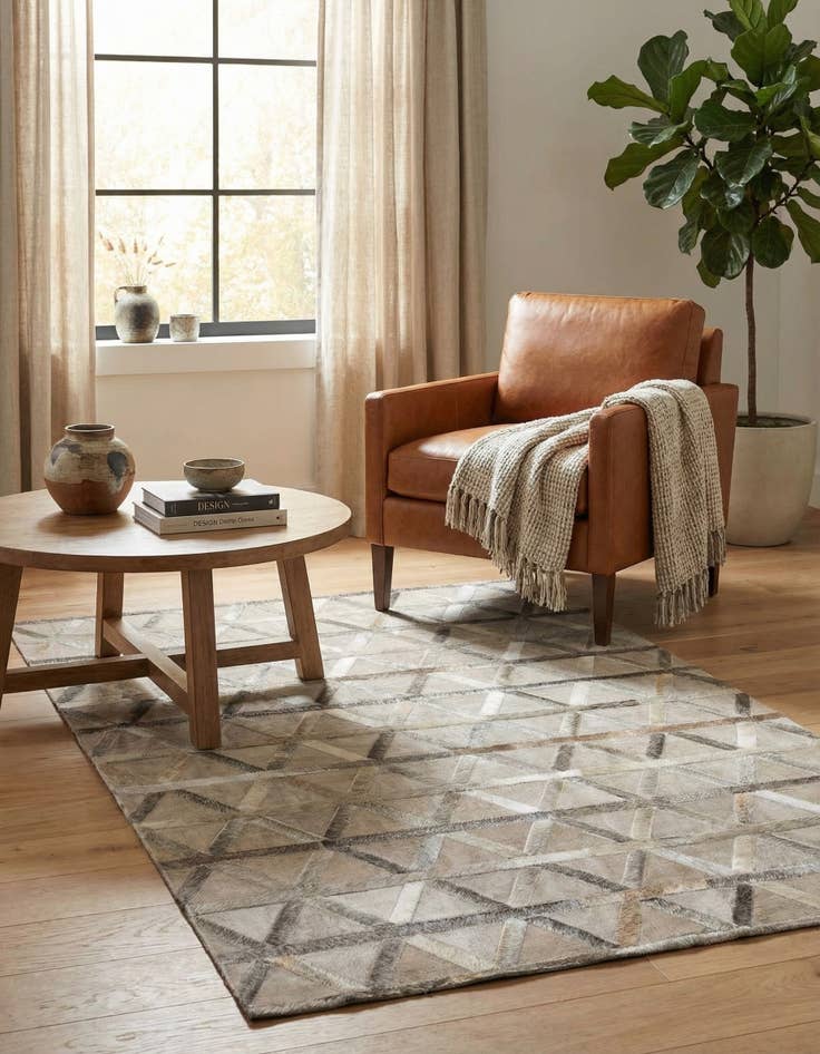 Detail image of 3' 10 x 5' 10 Cowhide Leather Rug