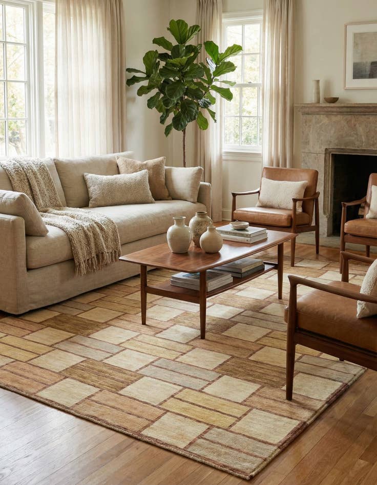 Detail image of 6' 7 x 8' 8  Hand Knotted Modern Ziegler Oriental Rug