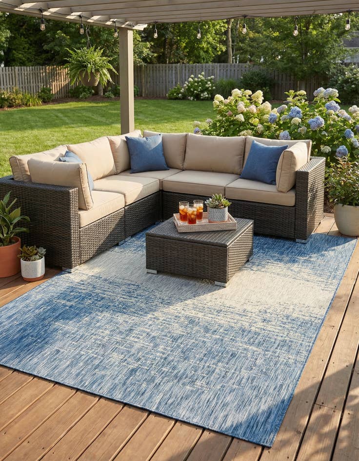 Detail image of 7' 10 x 11'  Washable Modern Indoor / Outdoor Rug