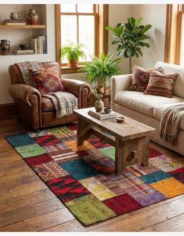 4' x 6' Hand Woven Kilim Patchwork Wool Rug