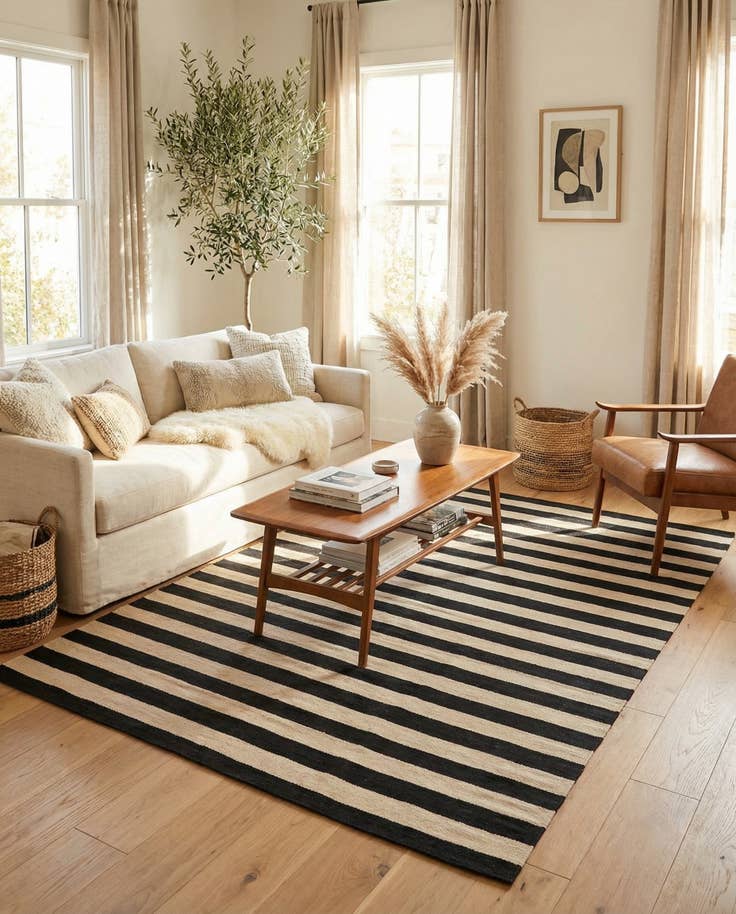 Detail image of 5' 6 x 8' 6 Hand Woven Kilim Modern Wool Rug