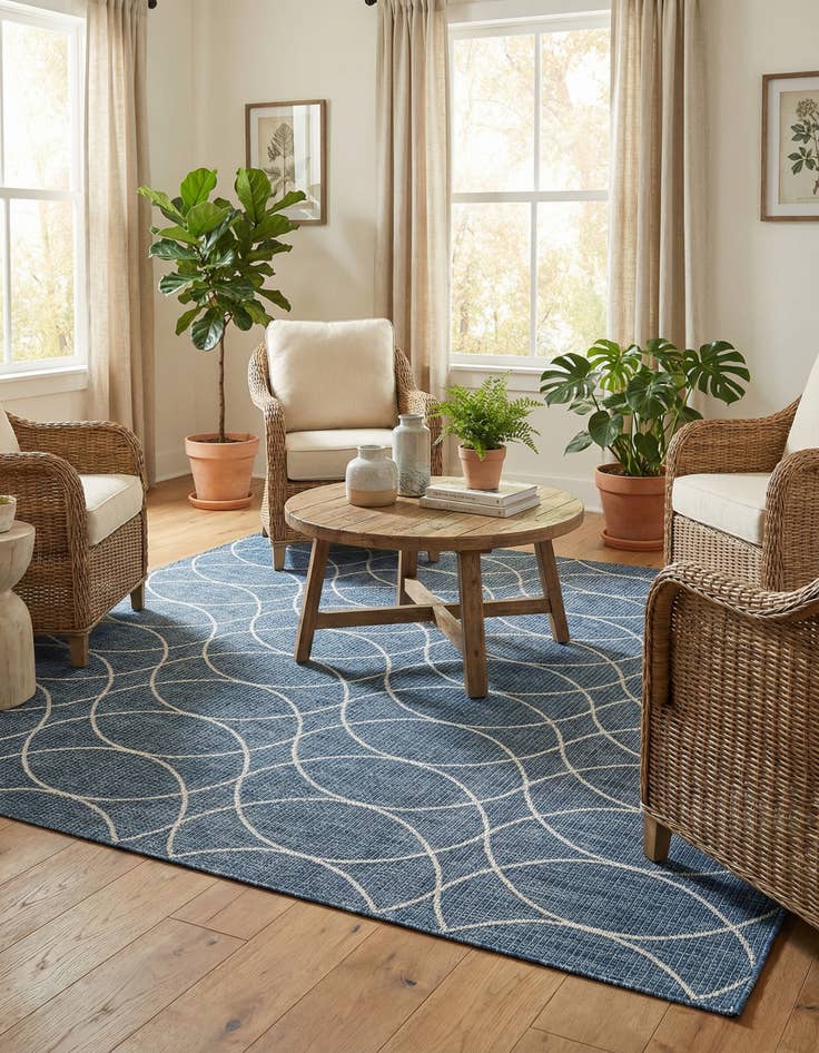 Detail image of  10' x 10'  Washable Lattice Indoor / Outdoor Square Rug