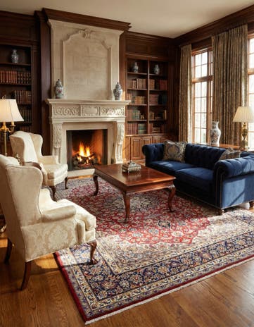 9' 6 x 13' 6 Hand Knotted Isfahan Persian Wool Rug