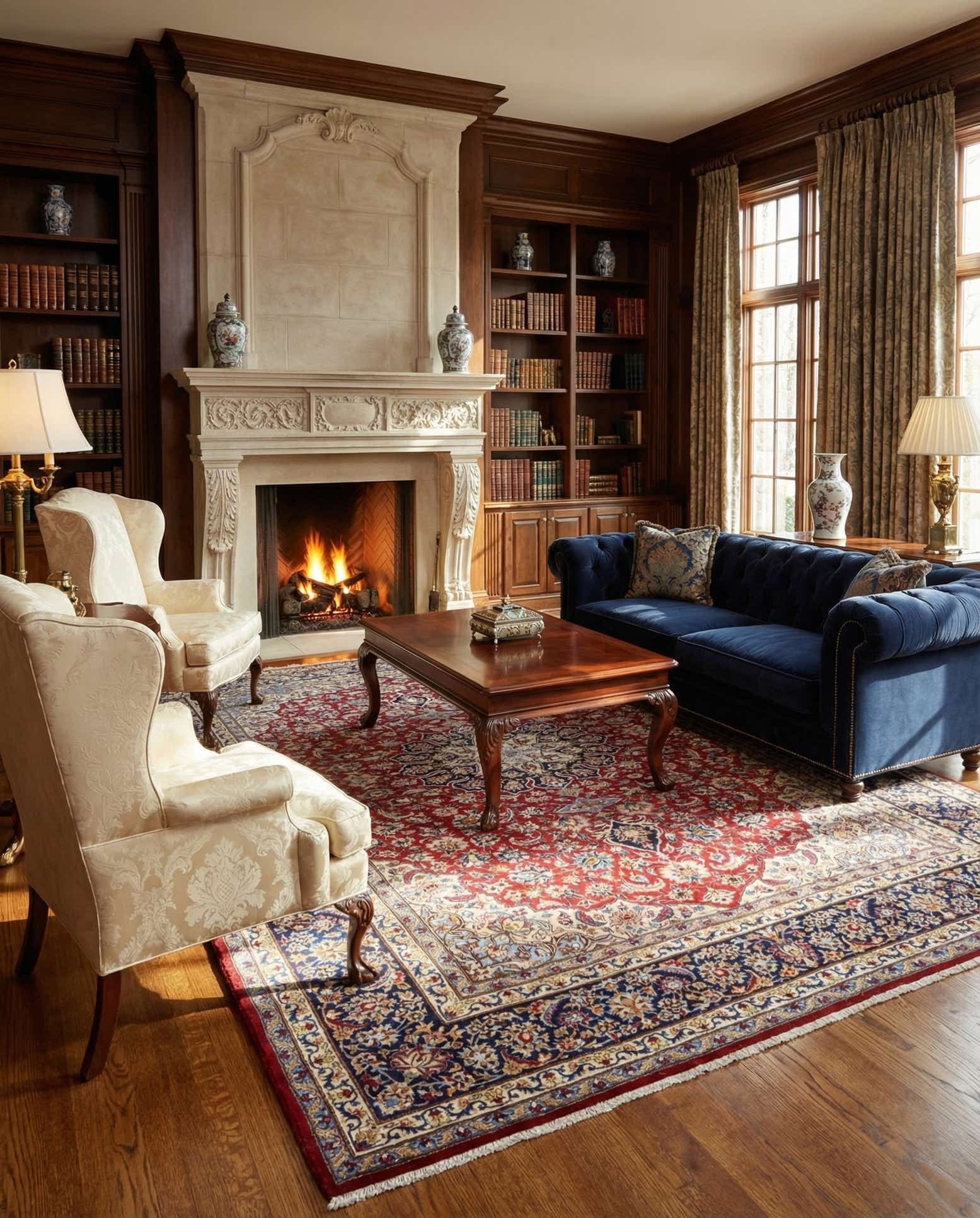 9' 6 x 13' 6 Hand Knotted Isfahan Persian Wool Rug