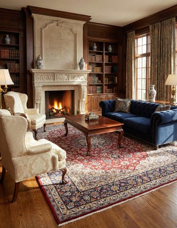 9' 6 x 13' 6 Hand Knotted Isfahan Persian Wool Rug