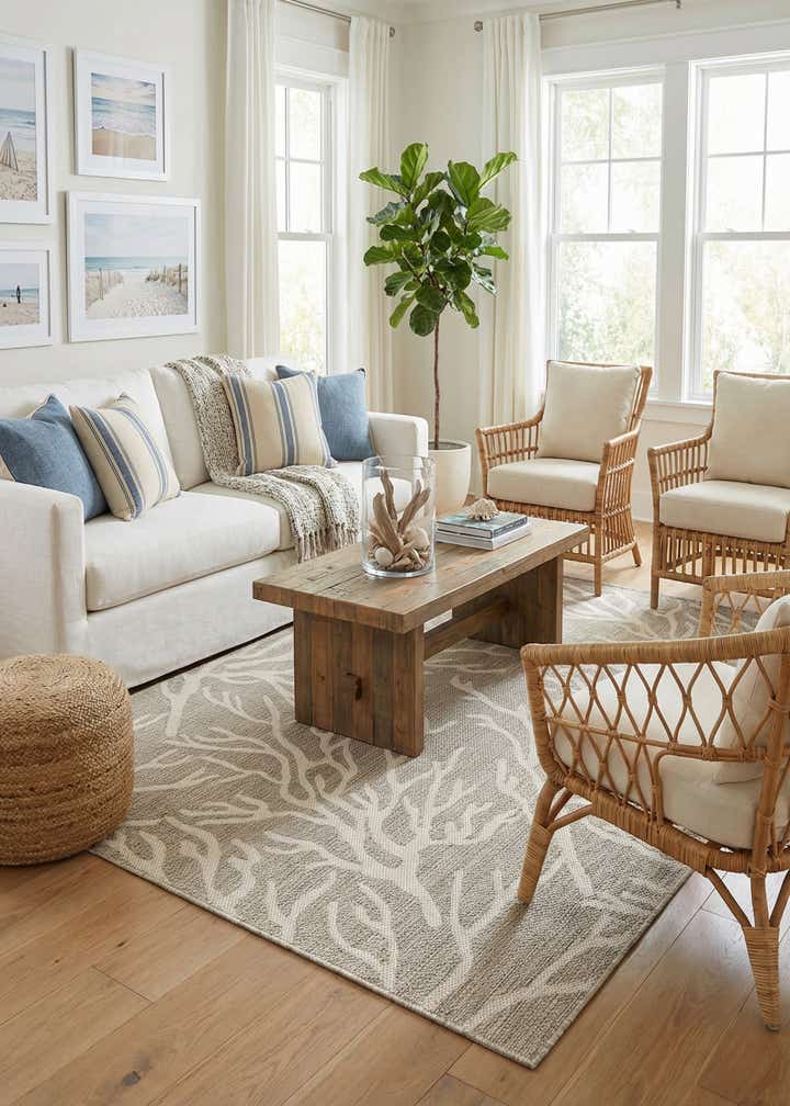 5' 3 x 7' Easy-Clean Coastal Indoor / Outdoor Rug