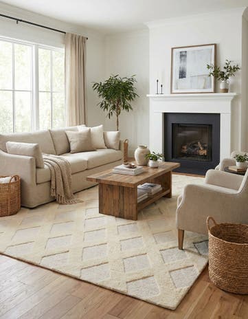 9' x 12' Hand Woven Lattice Wool Rug