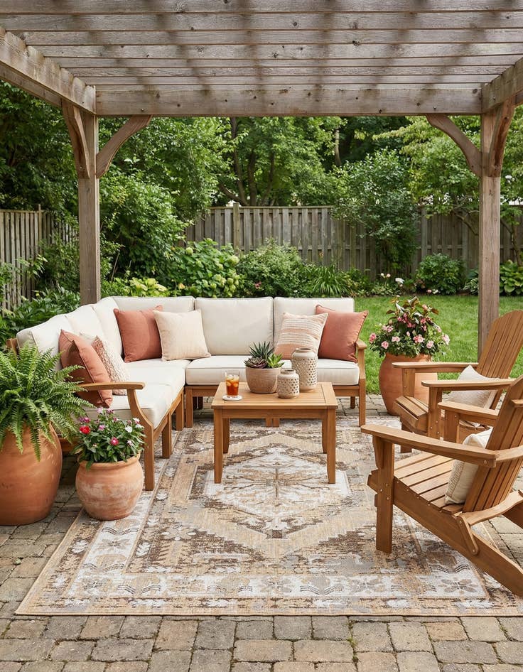 Detail image of 6' x 9'  Washable Traditional Indoor / Outdoor Rug