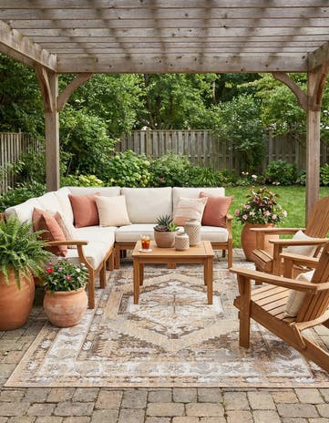 6' x 9' Easy-Clean Traditional Indoor / Outdoor Rug