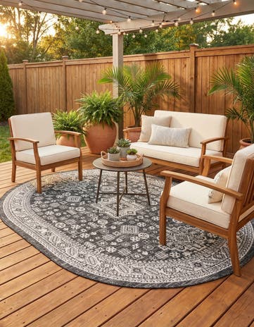 7' 10 x 10' Easy-Clean Aztec Indoor / Outdoor Oval Rug
