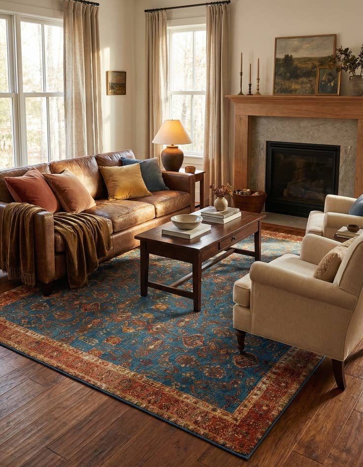 Detail image of  10' x 13'  Washable Traditional Indoor / Outdoor Rug