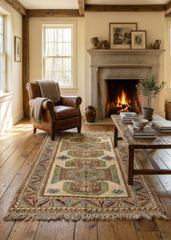 4' 4 x 5' 10 Hand Knotted Fars Wool Rug