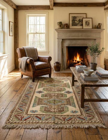 4' 4 x 5' 10 Hand Knotted Fars Wool Rug