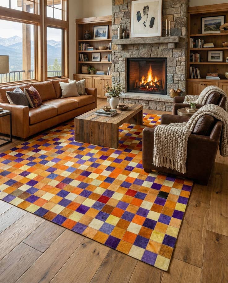 Detail image of 7' 11 x 9' 11 Cowhide - Patchwork Rug