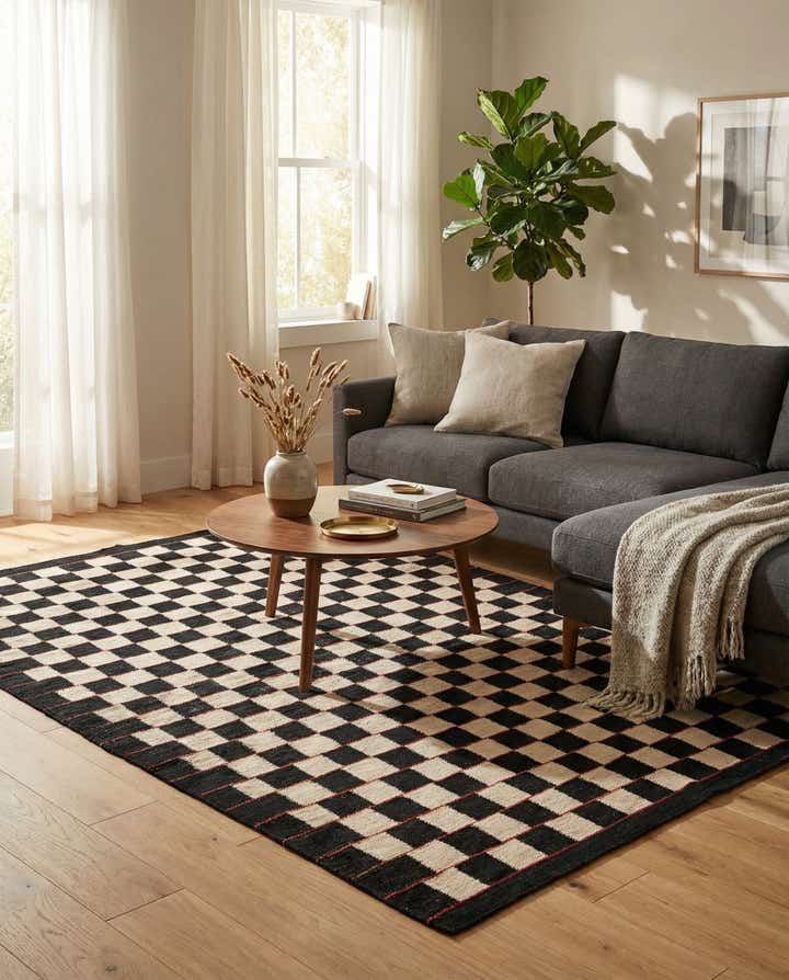 4' 5 x 6' Hand Woven Kilim Modern Wool Rug