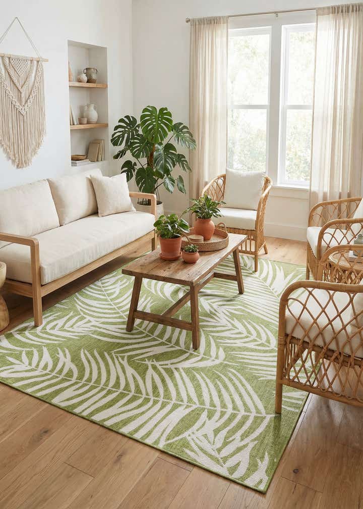 7' x 10' Easy-Clean Botanical Indoor / Outdoor Rug