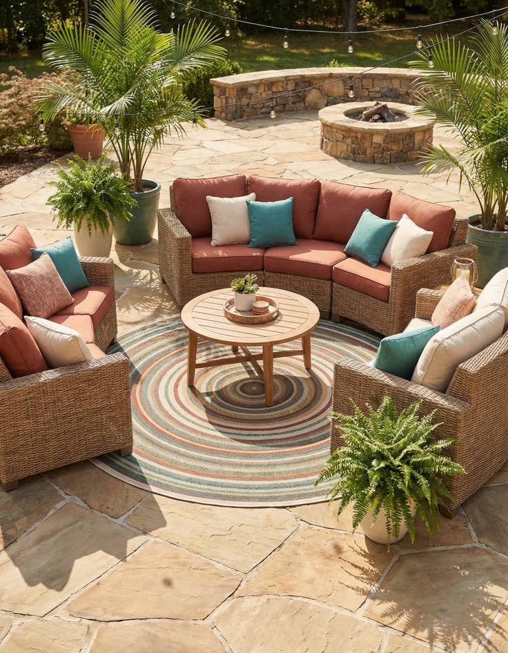 Detail image of  10' x 10'  Washable Baja Indoor / Outdoor Round Rug