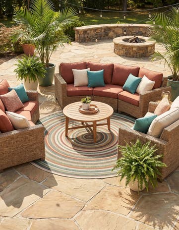 10' x 10' Easy-Clean Baja Indoor / Outdoor Round Rug