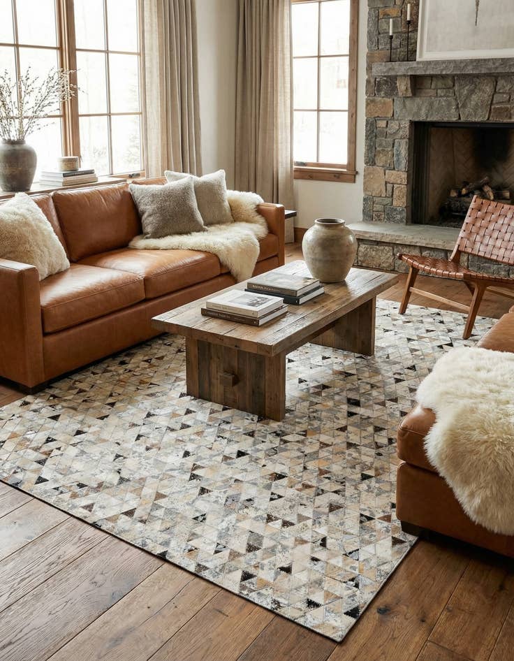 Detail image of 5' 4 x 7' 5 Cowhide Stocks Rug