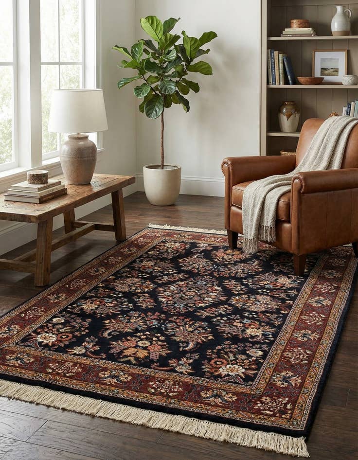 Detail image of  4' x 6'  Hand Knotted Sarough Oriental Wool Rug