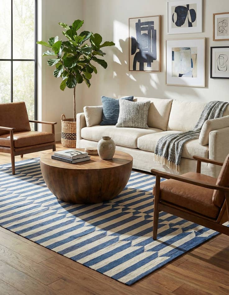 Detail image of 6' 8 x 9' 5  Hand Woven Kilim Modern Wool Rug