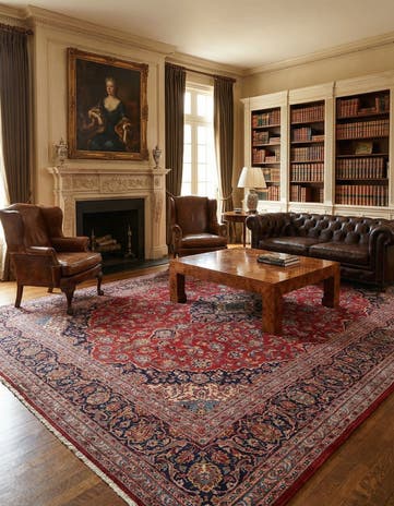 9' 8 x 12' 10 Hand Knotted Kashan Persian Wool Rug