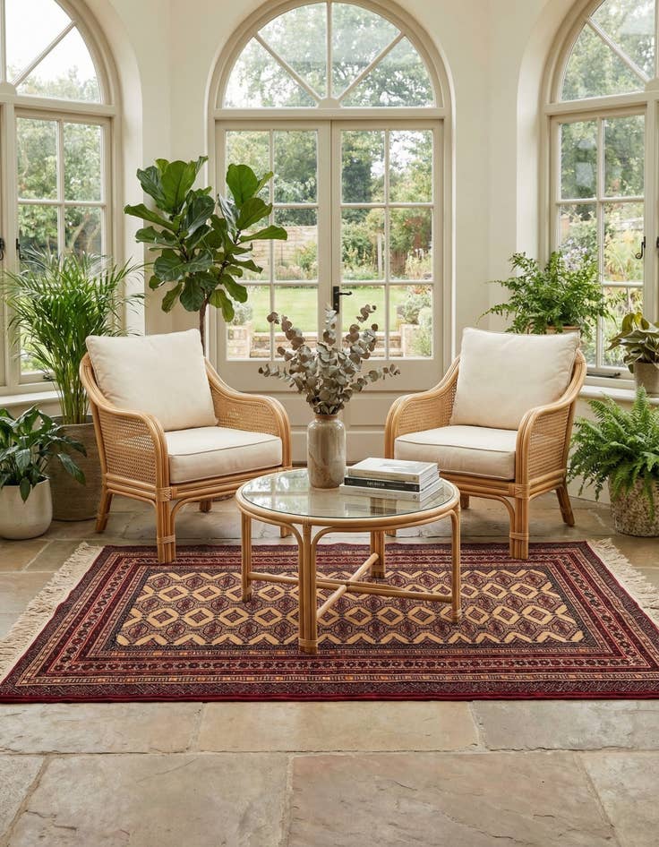 Detail image of 4' 1 x 6' Hand Knotted Afghan Akhche Oriental Wool Rug