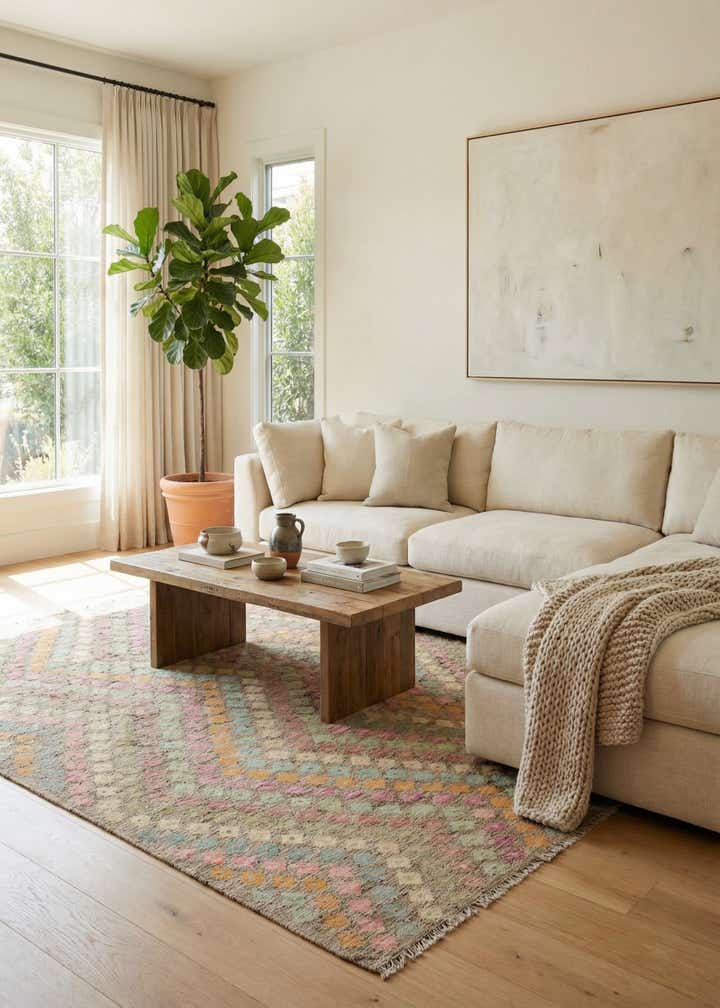 5' 10 x 8' Hand Woven Kilim Modern Wool Rug