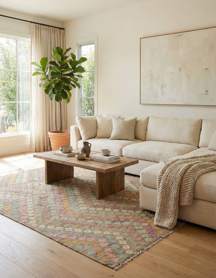 Detail image of 5' 10 x 8'  Hand Woven Kilim Modern Wool Rug