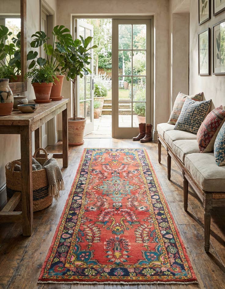 Detail image of 3' 4 x 9' 6 Hamedan Rug