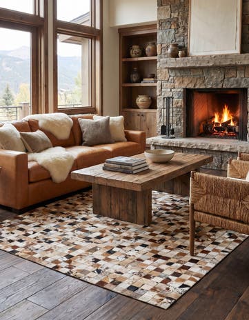 5' x 8' Cowhide Leather Rug