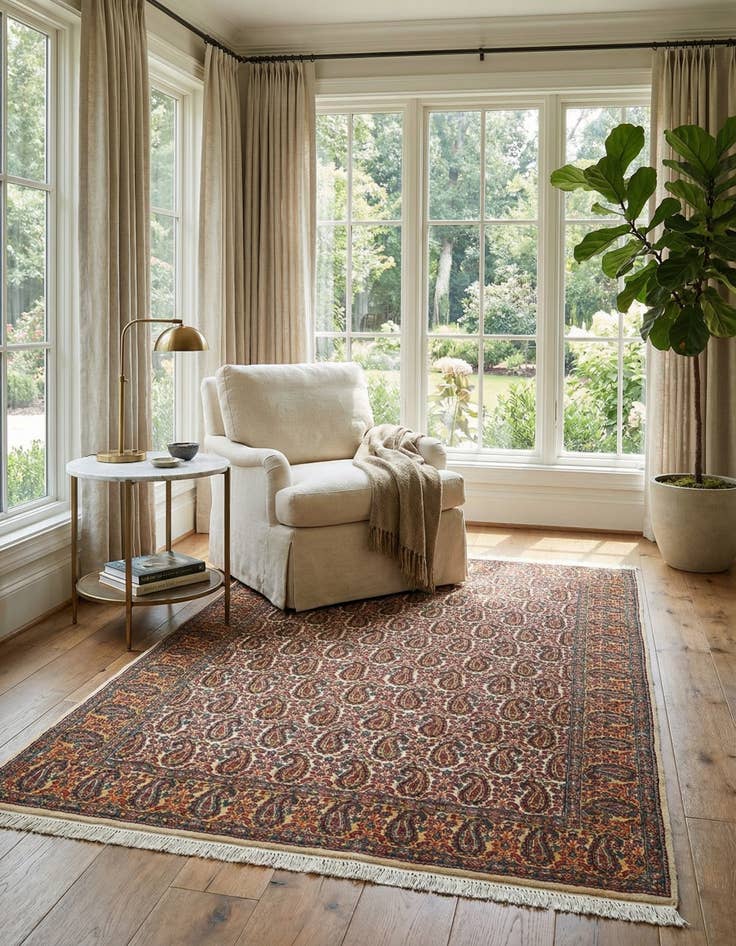 Detail image of 4' x 6' Hand Knotted Kashmir Oriental Wool Rug