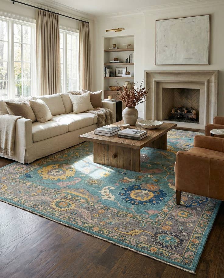 Detail image of 9' 2 x 12' Hand Knotted Oushak Rug