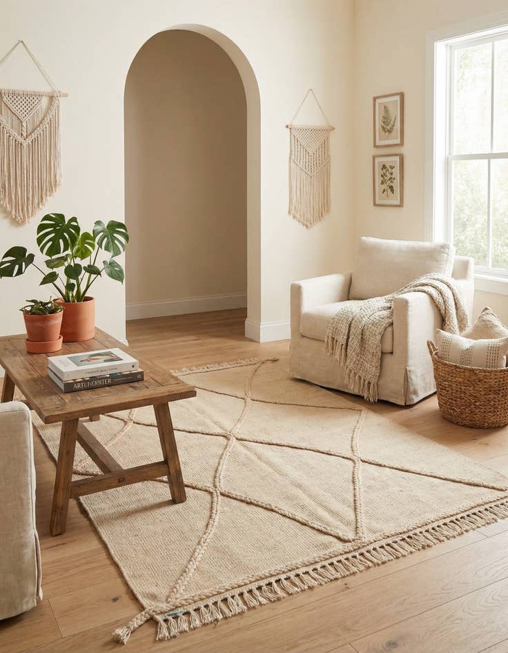 Detail image of 3' 6 x 5'  Hand Knotted Moroccan Wool Rug