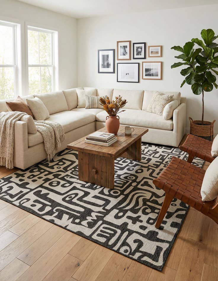 Detail image of  7' 10 x 10'  Washable Modern Indoor / Outdoor Rug