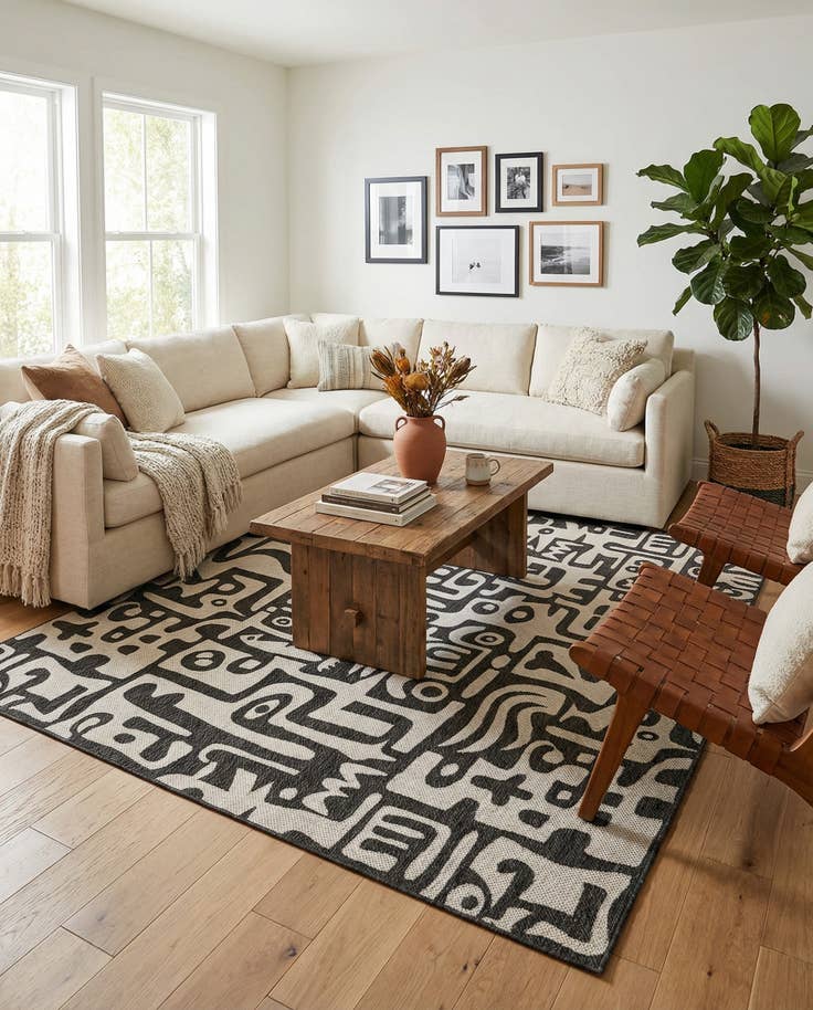 Detail image of 7' 10 x 10' Easy-Clean Modern Indoor / Outdoor Rug