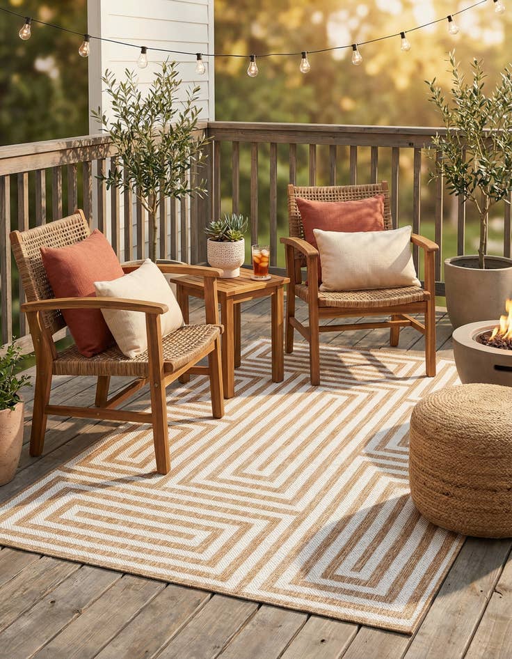 Detail image of  5' 3 x 8'  Washable Modern Indoor / Outdoor Rug